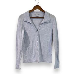 Outlander Womens Gray Collared Button Front Cardigan Size M Cotton Cashmere